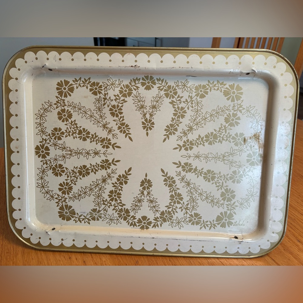 Vintage TV Tray, Lavada Metal Lap Style, 1960's Floral